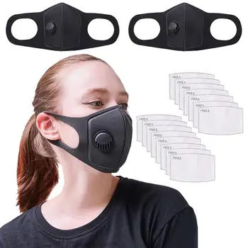 

2PCS Mouth Mask Washable 2 Layer Anti Dust Mask Can Be Reused Mouth Cover with 15 Filter Pad