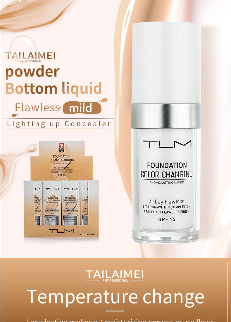 

30ml TLM Color Changing Liquid Foundation Face Cover Concealer Makeup Change To Your Skin Tone By Just Blending