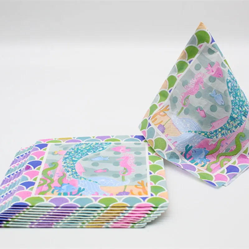 10 sheets Disposable Tableware Mermaid Themed Party Birthday Party Decorations Kids Party Supplies Paper Plates Cake Hats - Цвет: 10 sheets