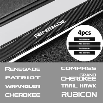 

4pcs Car Door Sill Cover Carbon Fiber Protector Sticker Car Styling For JEEP Renegade Patriot Wrangler Rubicon Grand Cherokee