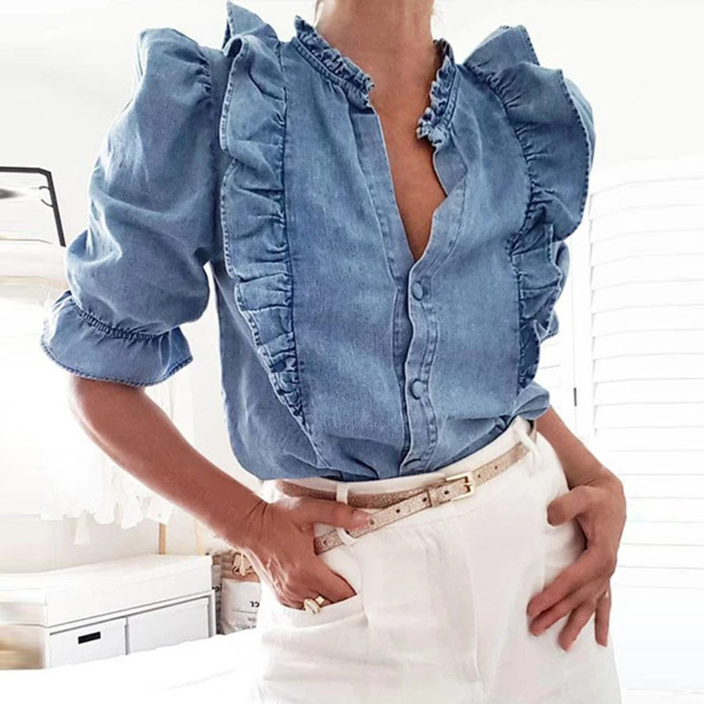 jeans blouse for ladies