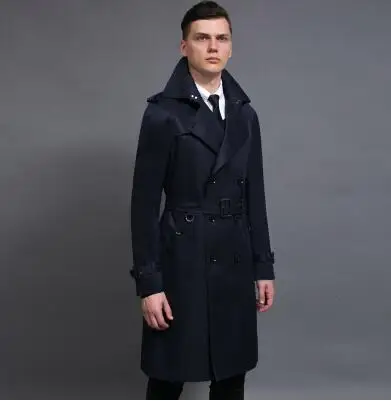 Double-breasted trench coats men beige man long coat men clothes slim fit overcoat long sleeve new designer