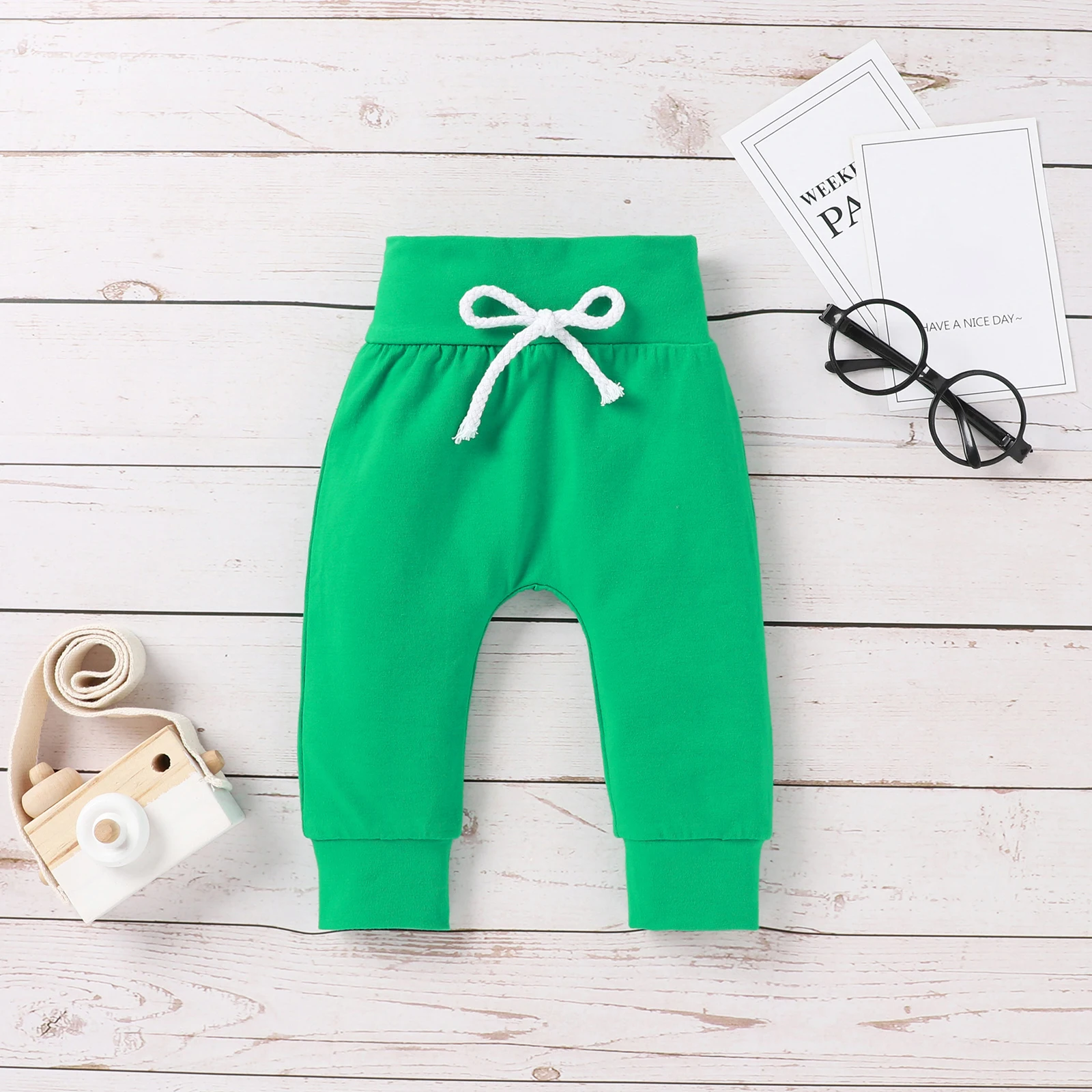 용 봄 롬퍼 세트, 긴 소매 글자 및 격자무늬 리프 후드 스냅 롬퍼 + 긴 끈 일반 색상 바지, 2 피스