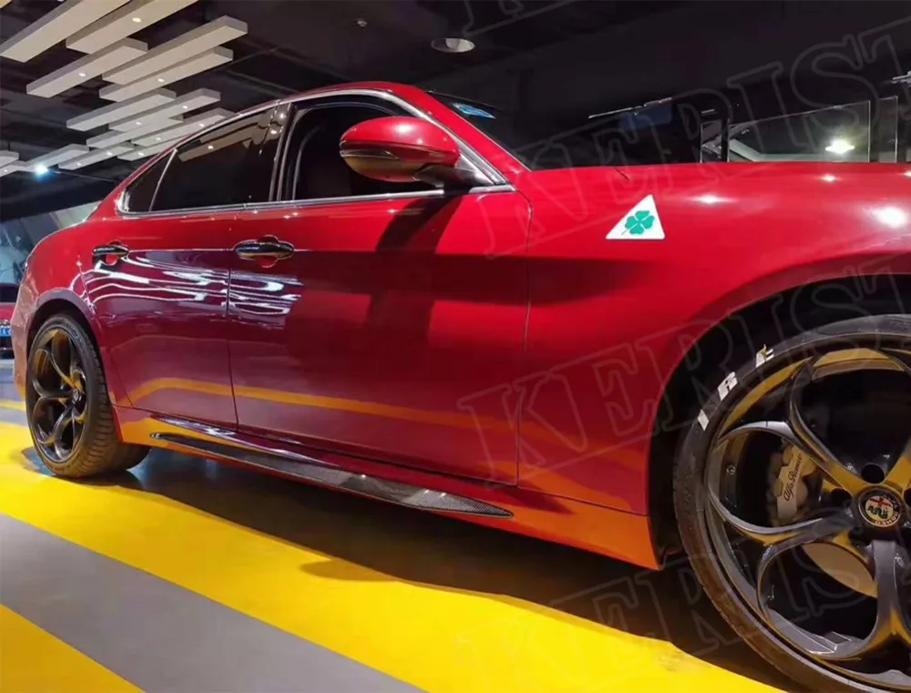 Углеродного волокна боковые юбки бампер фартуки наклейка для Alfa Romeo Giulia