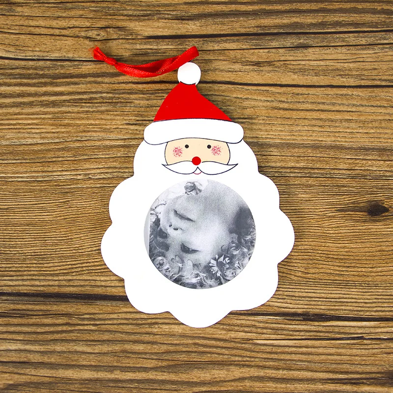 Креативная DIY фоторамка подвесная Елочная игрушка Декор деревянный Санта Снеговик Снежинка Рождественская вечеринка Декор для дома - Цвет: 1