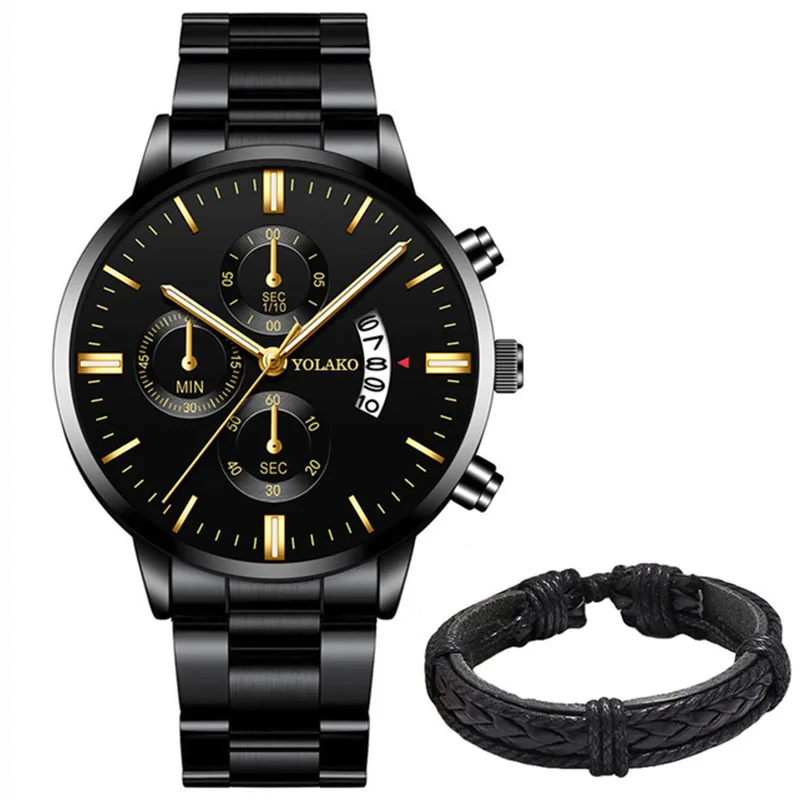 Mens Luxury Sports Watches Fashion Men Business Stainless Steel Quartz Wristwatch Man Calendar Casual Gold Bracelet часы мужские 