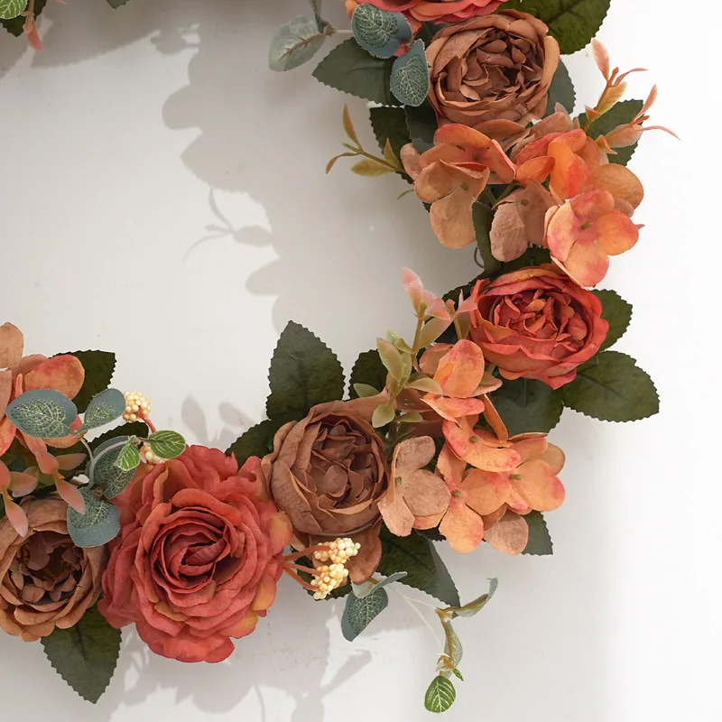 JAROWN Artificial Rose Wreath Garland Wedding Decoration Rattan Garland Christmas Home Decor Weave Wreath New Year Navidad Decorative (15)