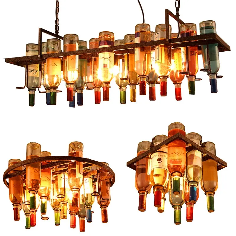 Подвесная лампа в американском стиле ретро виде бутылки вина|pendant lamp|house lampretro