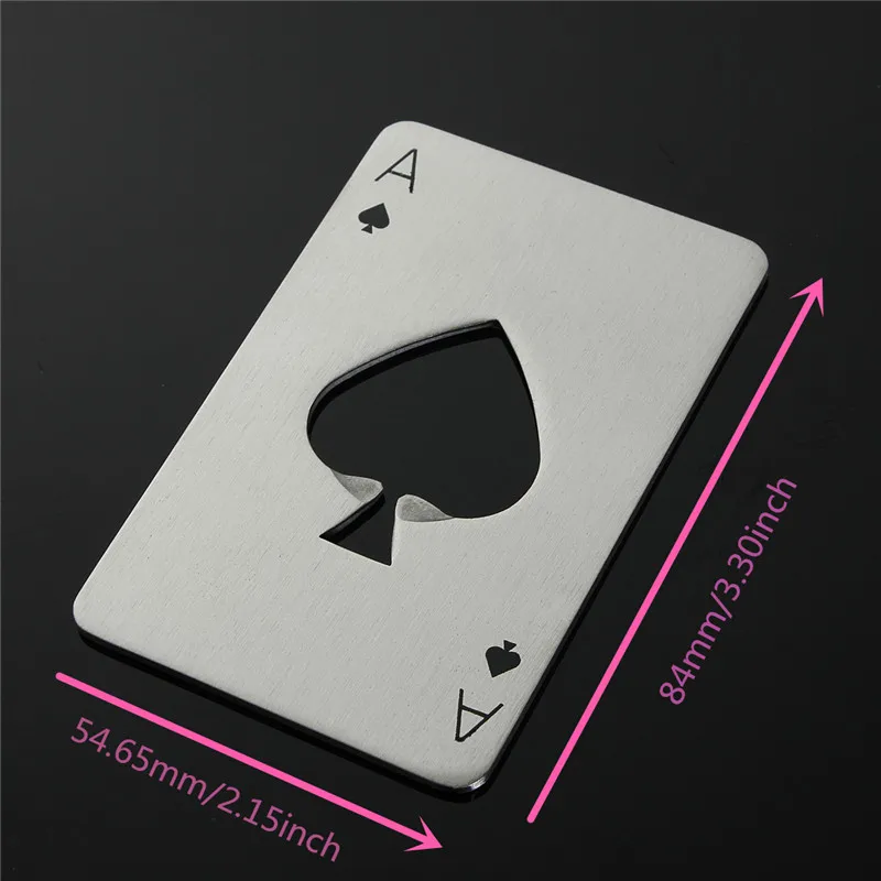 Spades A Card Size Casino Opener Beer Bottle Opener Poker Portable Stainless Steel Cap Can Beer Bar Tool Accessories Home Decor