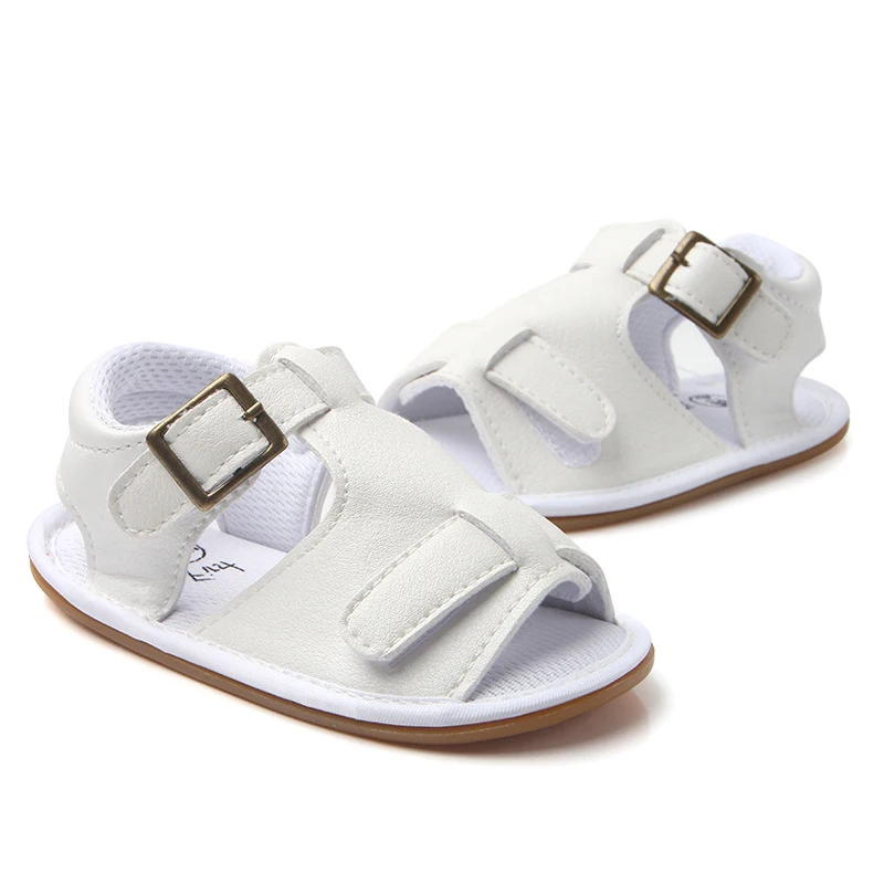 0-18 месяцев; детские сандалии; обувь для новорожденных из искусственной кожи на мягкой подошве; летняя Нескользящая детская кроватка; обувь с резиновой подошвой - Цвет: Белый