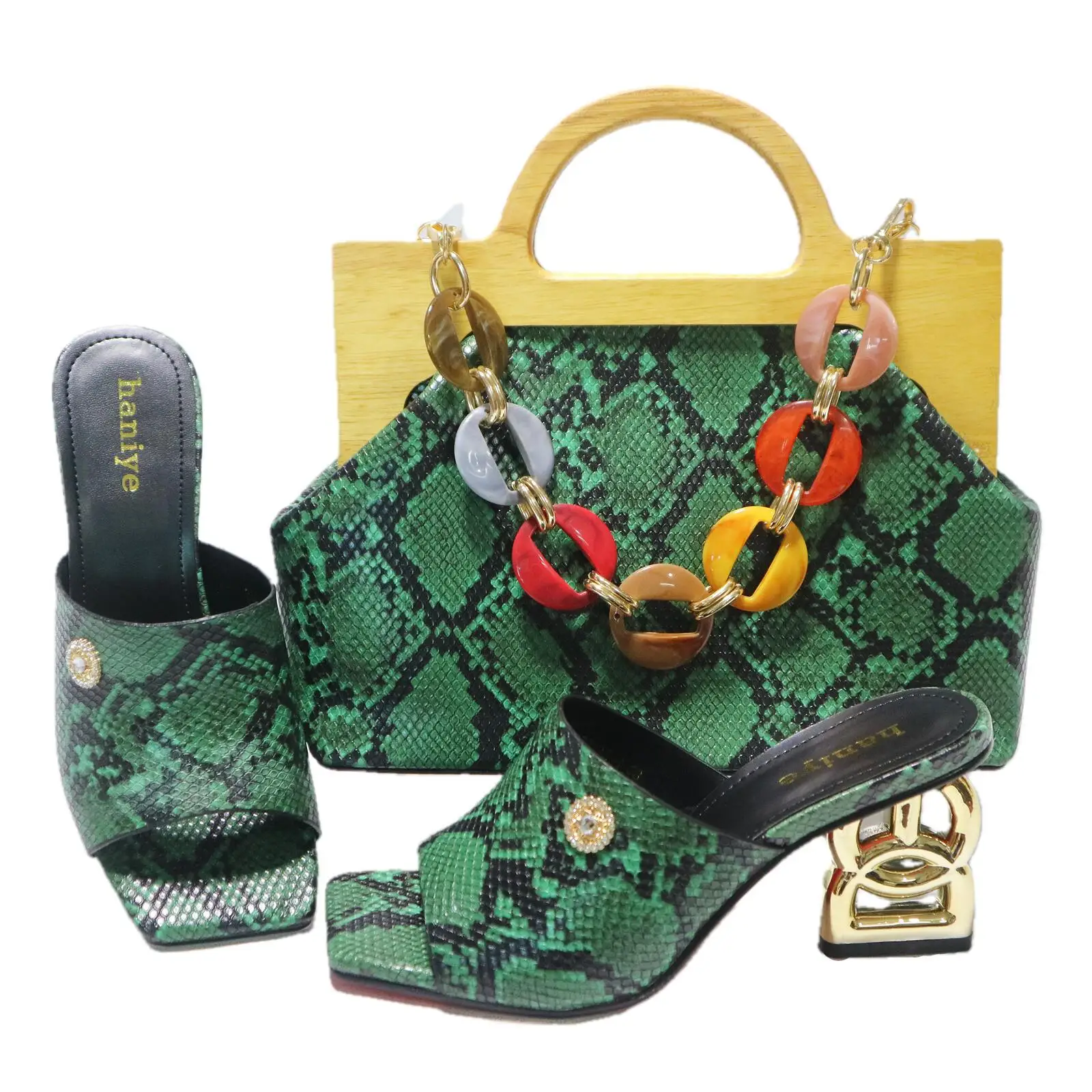 Fashion Italian Matching Shoe and Bag Set Decorated with Rhinestone Women  High Heels Elegant Women Pumps Bag and Shoes Set Italy