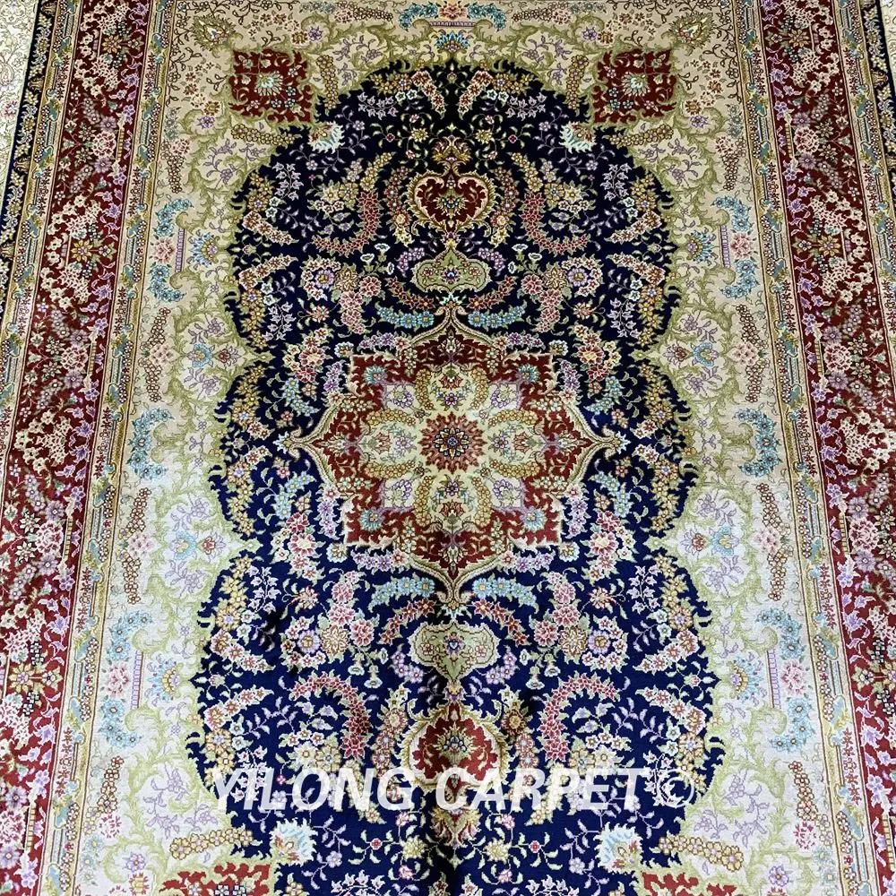 Yilong 4'x6' ручной работы Цветочные персидские ковры изысканный турецкий Шелковый ковер(ZQG231A