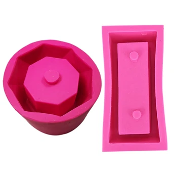 

2 Pcs Flower Pot Mold Cement Mold Silicone Concrete Decoration, 12.5 X 12.5 X 8cm & 16 X 5.5 X 5cm