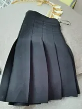 Short Skirt School-Uniform High-Waisted A-Line Cute Sweet Solid Pleated Spring Zipper