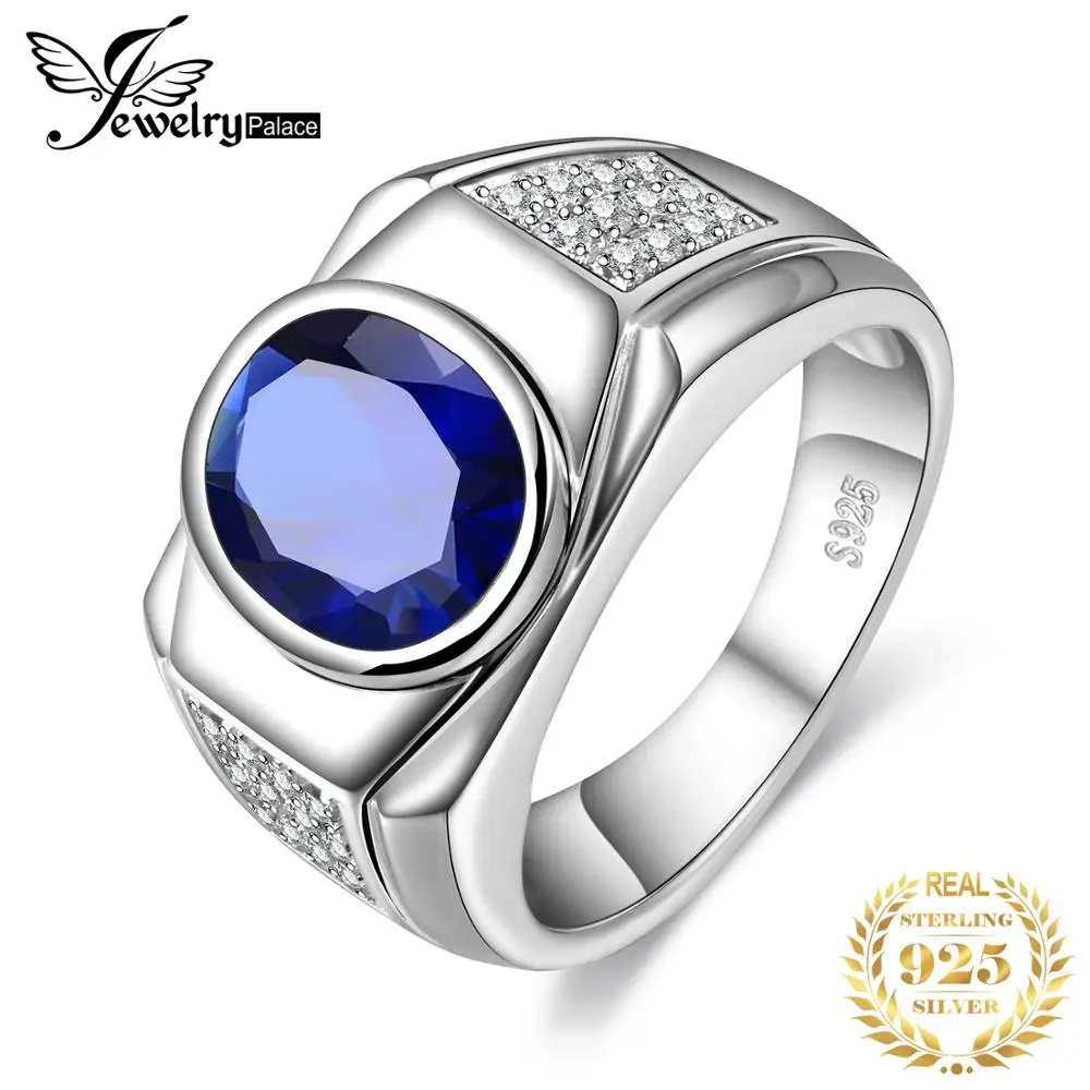 Jewelrypalace овальное мужские сапфир юбилей обручальное кольцо 925 стерлингового