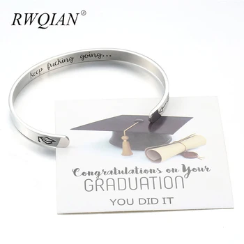 

Personalized Engrave Graduation Bracelet Adjustable Stainless Steel Custom Bracelet for Women Charm Jewelry Graduation Gift 2020