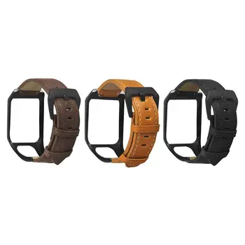 

Replaced Genuine Leather Wrist Strap Metal Clasp Buckle Watchband Bracelet for tomtom Runner 2 3/Spark 3 2 Watch Accessories