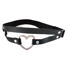 Женский Регулируемый 2 ряда искусственная кожа сексуальный ножной ремень-подвязка ремень панк готический с полым металлическим кольцом в форме сердца праздничный костюм