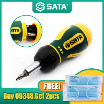 

SATA 6 in 1 Stubby Ratcheting Screwdriver Magnetic Multi-Bit Hand Tool For Notework Repair Disassemble Tool 09348+2pcs free mask