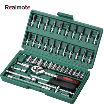 

Realmote 46-piece Multi-function Hardware Car Sleeve Tool Combination Auto Repair Wrench Set