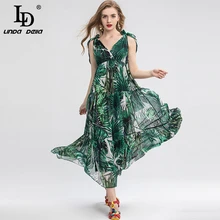 LD LINDA Делла, летнее праздничное повседневное длинное платье, женское винтажное шифоновое платье с v-образным вырезом и цветочным принтом, вечерние платья макси в богемном стиле