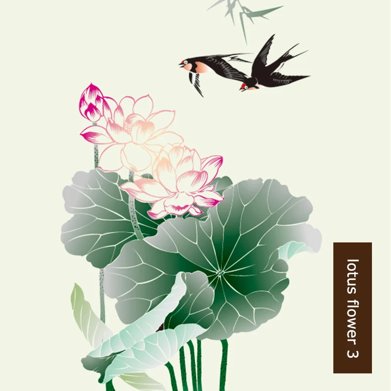 BO-Lotus flower 3 Индивидуальные полиэстер затемненные рулонные шторы китайская живопись пейзаж лотоса экран перегородки рулонные шторы - Цвет: BO-Lotus flower 3