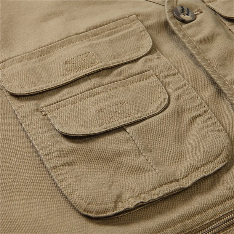 Mens Cotton Multi Pocket Fishing Vest Outdoor Casual Sleeveless Jacket Photograph Wearable In All Seasons Waistcoat Big Size 4XL