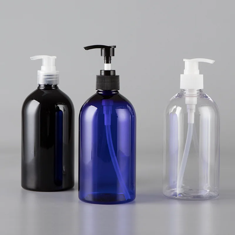 

500ml Empty Black Clear Plastic Storage Container Bottle,High-Capacity Shampoo Shower Bottle Lotion Cream Liquid Soap Container