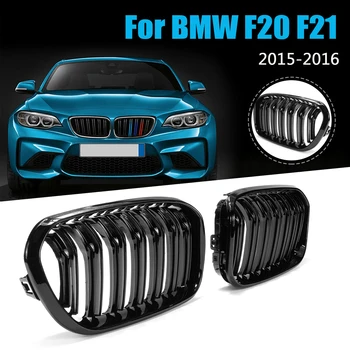 

For BMW F20 F21 1 Series 2015 2016 Car Gloss Matt Black Double Slat Line M Color Front Racing Grill Kidney Grill Grille