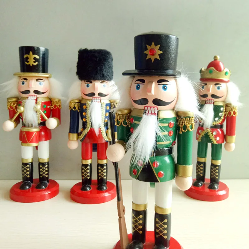Christmas Decorations Wood Nutcracker Puppet Small Tin Soldier Doll Case 4-20cm Small Wooden Man Holiday Gift