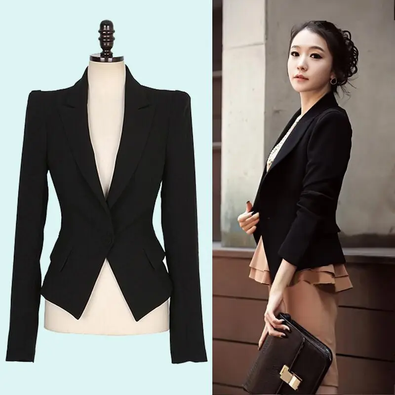 

2019 Spring And Autumn New Style WOMEN'S Dress Slim Fit Small Suit Korean-style Slimming Long Sleeve Business Suit Coat Short Sl