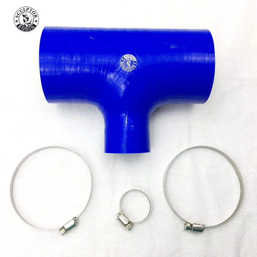 T Shape Silicone Tube 51 63mm for 25 34mm Turbo Blow off BOV T Piece Rubber Joiner 3-way Tube for Intercooler Turbo Kit + clamp