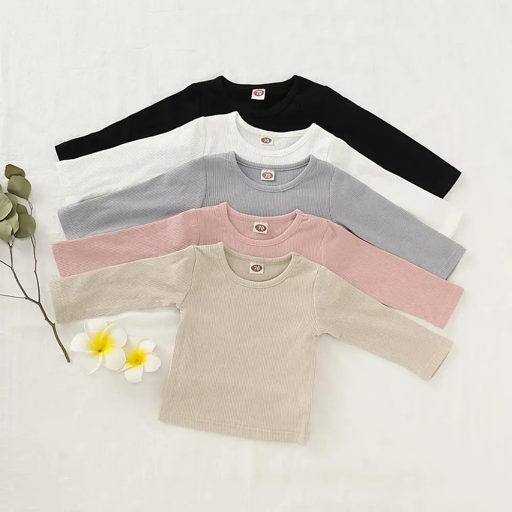 

0-18M Toddler Blouse Baby Girl Pure Tees Cotton Soft Long Sleeve Boy T-Shirt Bottoming Girls Blouse Infant Kids Clothes