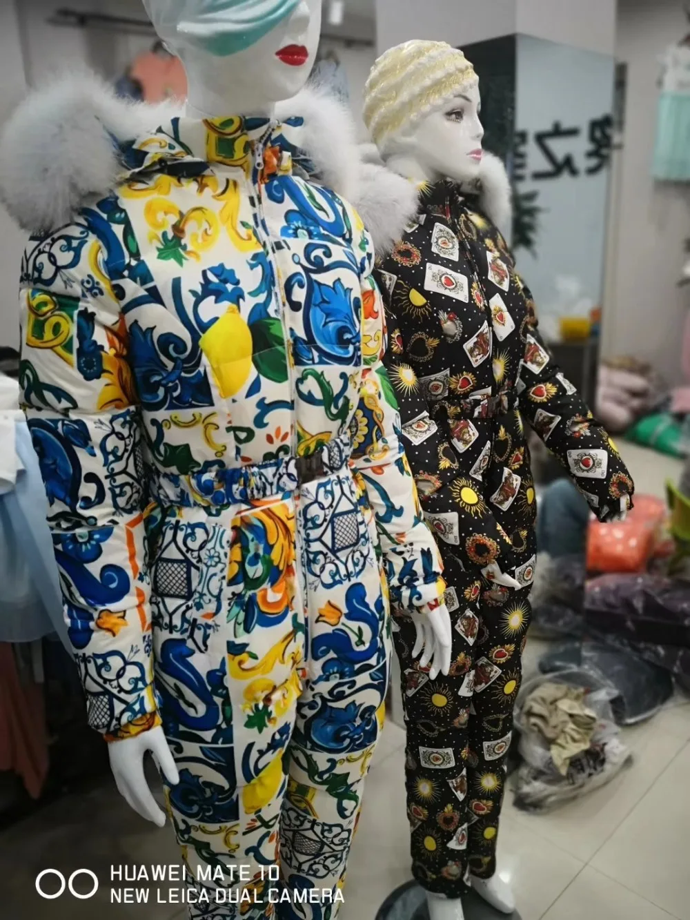 Супер натуральный мех зимний комбинезон женский белый пуховик женский лыжный костюм пуховик Верхняя одежда лыжный костюм