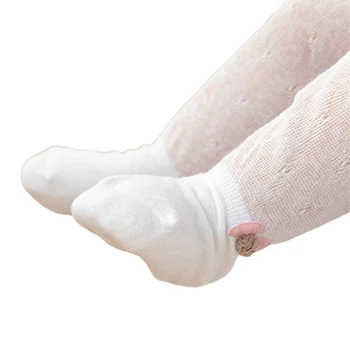 

Infant Baby Knee High Tights casual Soft Breathable Mesh Ruffled Stockings with Bowknot