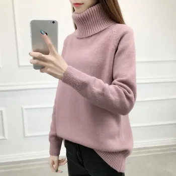 

2020 models in early spring blouse Korean wave of black high-necked shirt in the spring new female short paragraph sweater ride