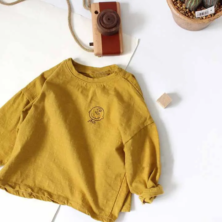 WLG kids/весенне-осенняя футболка детские топы бежевого, желтого и серого цвета с принтом из мультфильма, Повседневная универсальная одежда для мальчиков и девочек от 1 до 5 лет