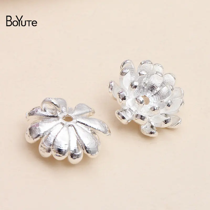 Silver Plated BoYuTe(20 шт./лот) металлический сплав 19*7,5 мм цветок Подвески бусины крышки Diy ручной работы ювелирных изделий Компоненты - Цвет: Silver Plated