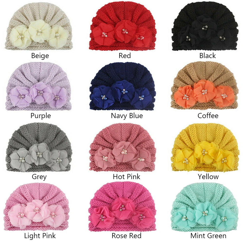 Детская шапка тюрбан с жемчугом для малышей Шапка бини мальчиков и девочек