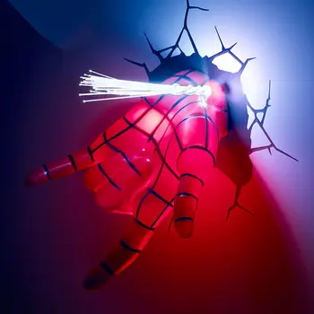 

New Creative The spider-man Head helmet Hand Glove figure model 3D Wall Lamp Unique LED light lamp Home room decoration