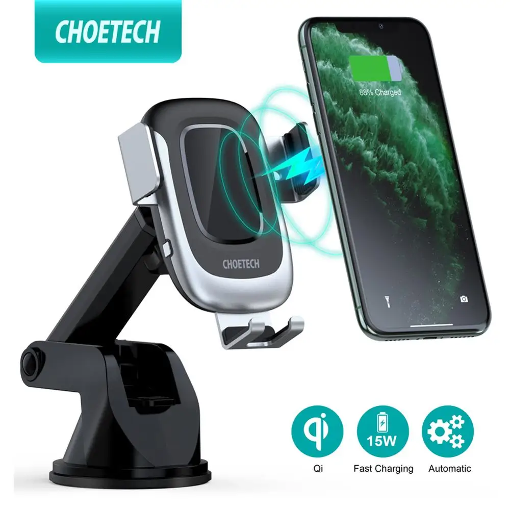 Choetech 15w Fast Wireless Car Charger Car Phone Holder Stand Auto