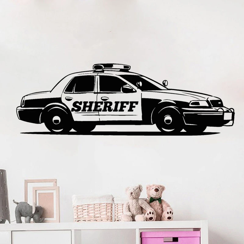 Police Car Wall Sticker Cop Decal Sheriff Garage Stickers Boys Bedroom Wall  Decoration Kids Room Decor Funny Childs Toys|Wall Stickers| - AliExpress