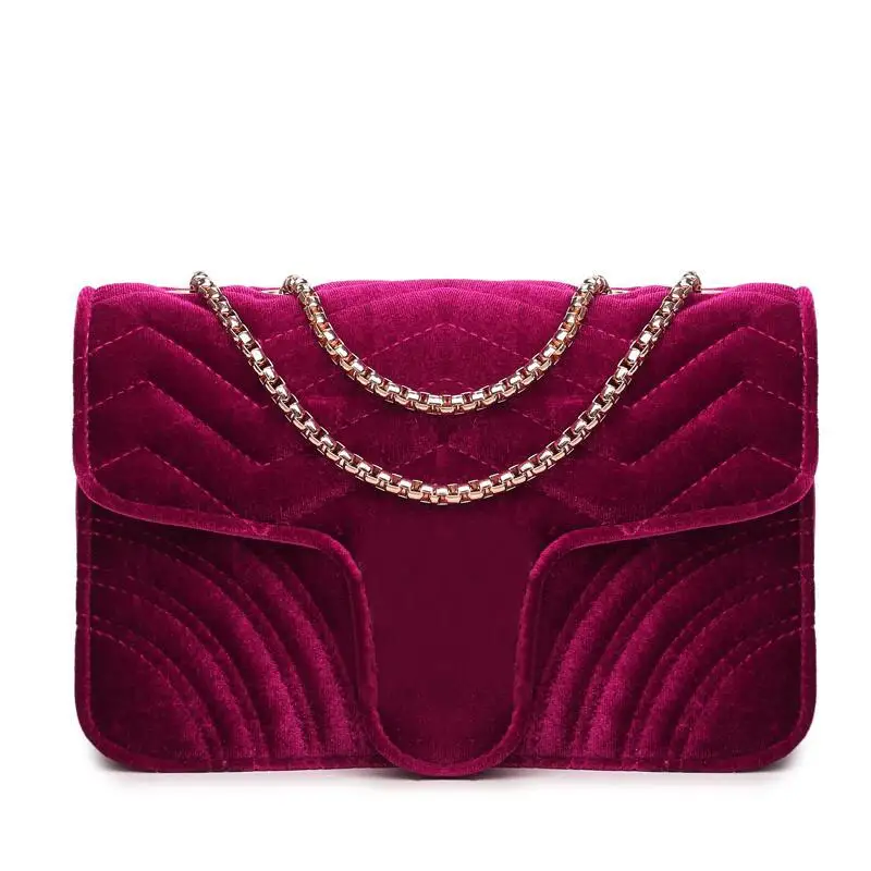 

Gold Velvet Chain Bag One-shoulder Slanted Bag Purses and Handbags Handbag Women Bag Flap
