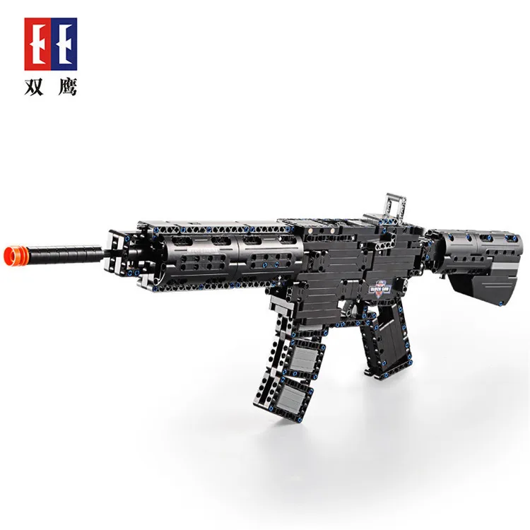 

Double e C81006 Police Submachine Gun CADA Building Blocks Toy Gun-Emission Soft Bullet Boy DIY Assembled Toys