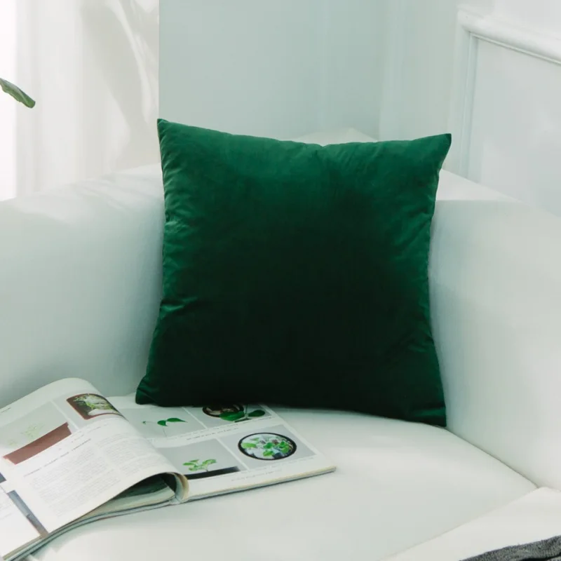 Luxury Fashion Velvet Cushion Cover Pillow Cover Pillowcase Green Yellow Pink Blue Purple Gray Home Decorative Sofa Throw Pillow - Цвет: 25