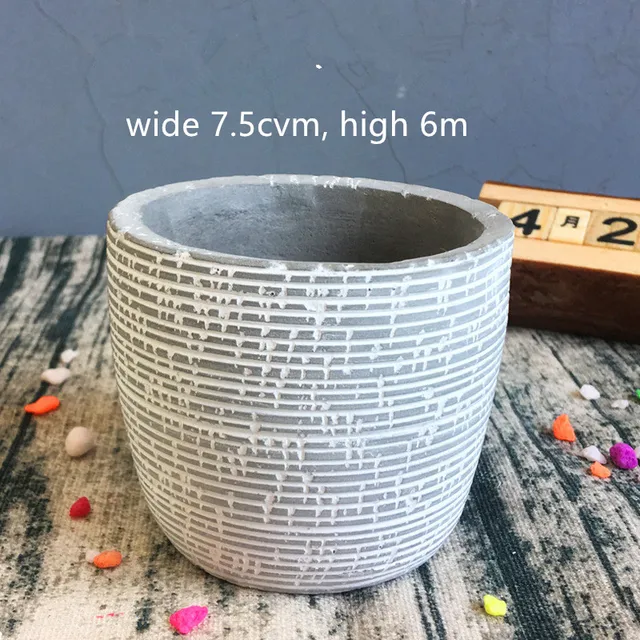 Small Cement Silicone Pot Molds Round Square Stone Planter Gardening Concrete Mold Army Green