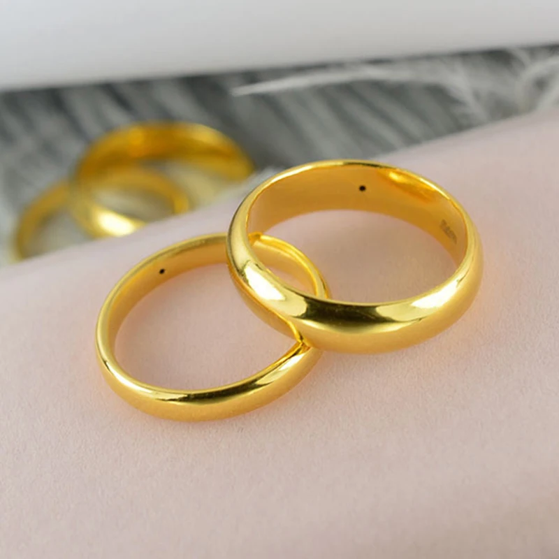 

1PCS Real 24K Yellow Gold Ring 3D Women Men Polish Surface International Certification Smarked 999 Gold Tail Ring