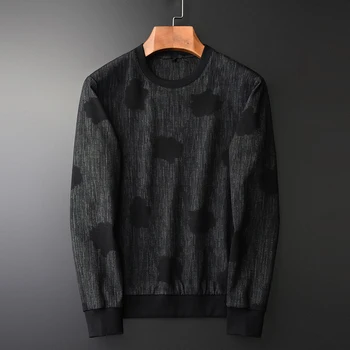 

NEW Yarn Dyed Black Sweatshirt Male Luxury Spring Dark Fringe Round Collar Sweatshirts Men Plus Size 4xl Slim Mens Hoodies