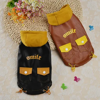

Dog Clothing Fashion Pet Clothes Medium Costume Dogs Outfits Thicker French Bulldog Jacket Alphabet Autumn Brown Collar Perro