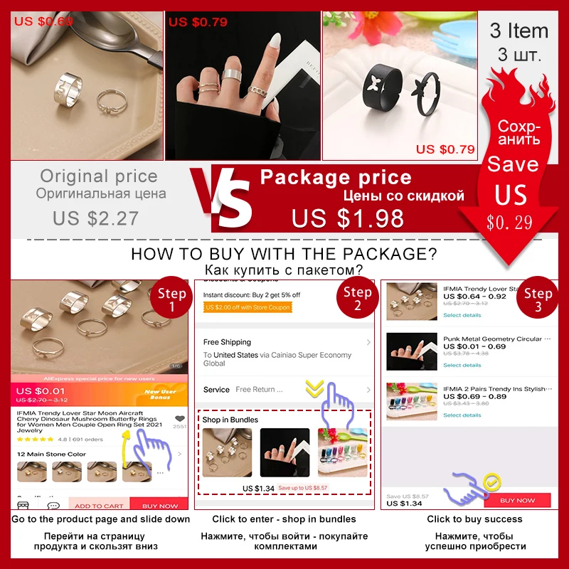 IFMIA Trendy Lover Star Moon Aircraft Cherry Dinosaur Mushroom Butterfly Rings for Women Men Couple Open Ring Set Jewelry